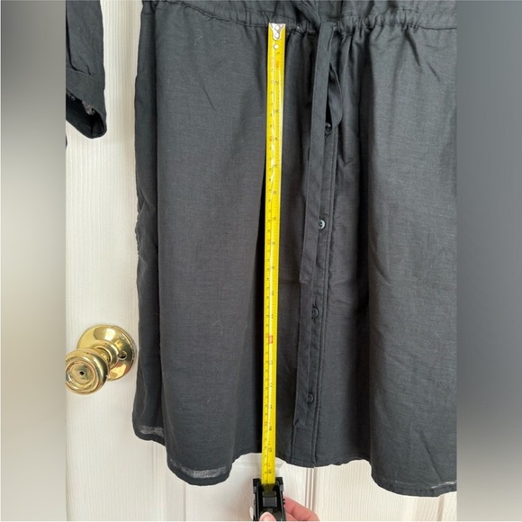 NWT New Abercrombie & Fitch Linen Blend Button Up Long Sleeve Cinch Waist Dress - Picture 11 of 16